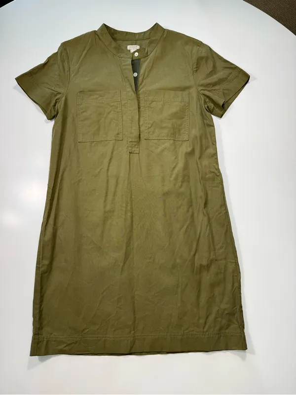 J. Crew Olive Green Short Button-Front Midi Dress - Image 2