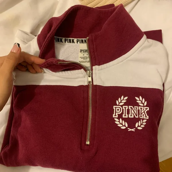 PINK - Victoria's Secret Maroon Quarter Zip - Image 4
