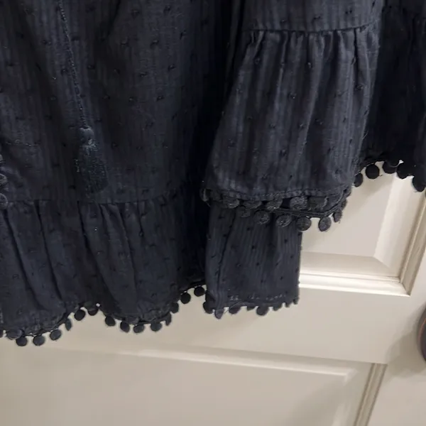 Madewell Peekaboo Pom-pom Top-Black - Image 7