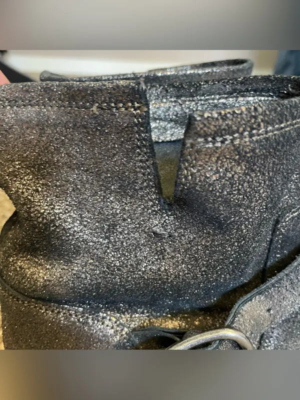 Frye Veronica Boots Size 8.5 Metallic Gold Moto Slip On Booties Black Gold - Image 9