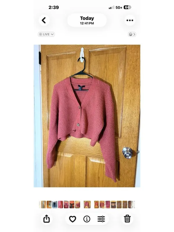 Forever 21 Cropped Knot Cardigan Women’sLarge Rust Red Button Front Cozy Sweater - Image 3