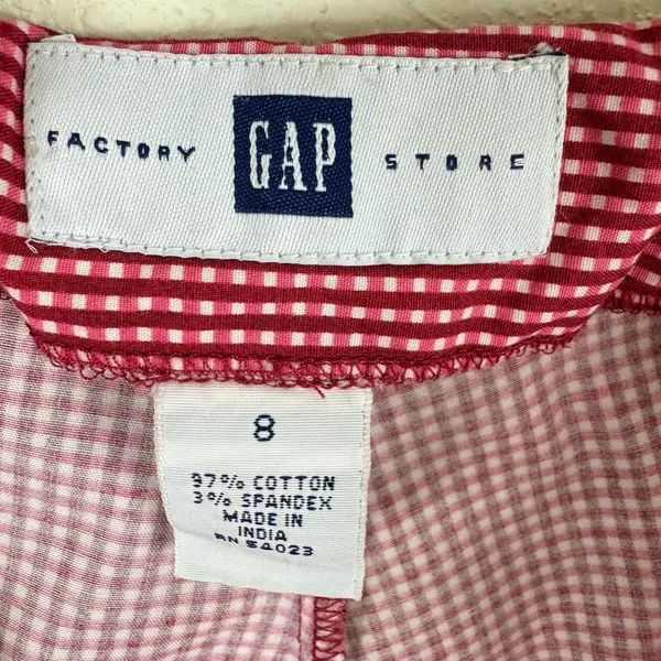 Gap‎ Vintage Red Checkered Lightweight High Rise Cropped Cotton Pants Size 8 - Image 6