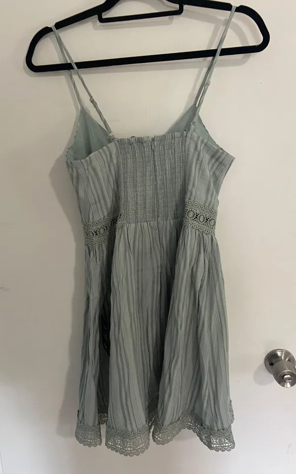 Sage Crochet Lace Button- Front Mini Dress - Image 8