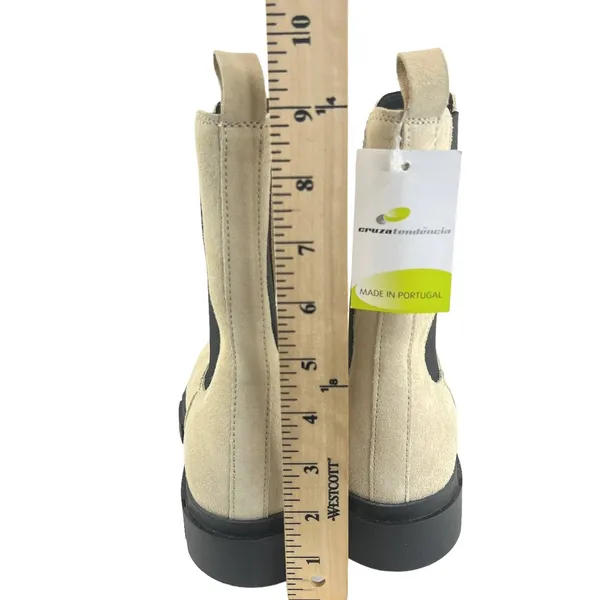 Cruza Tendência Chelsea Boots‎ Women 38 Beige Suede Lug Sole Tall Shaft - Image 8