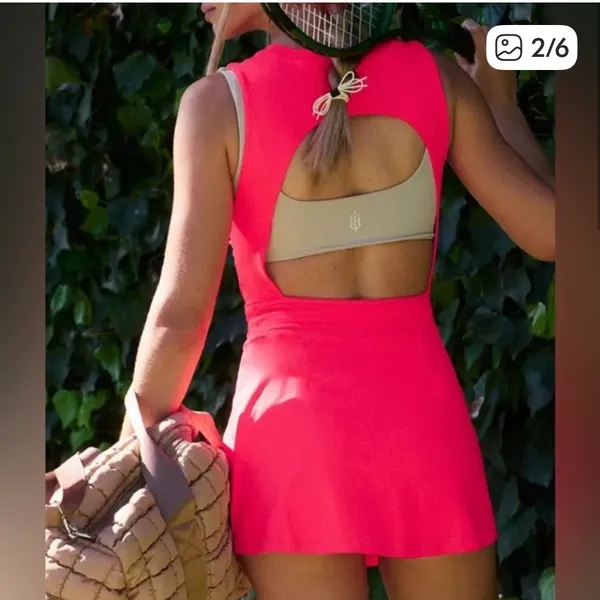 Free people Movement Easy Does It Dress active cutout mini tennis logo $98 pink - Image 2