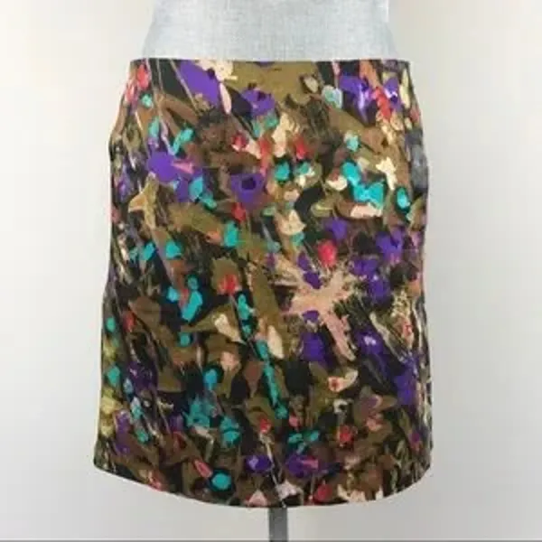 J. Crew Abstract Printed Cotton Sateen Mini Skirt Sz 0 Business - Image 2