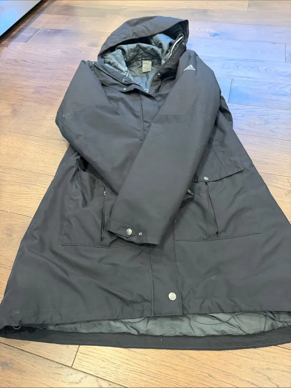 adidas Black Climaproof Hooded Parka Coat Size Medium - C11-679 - Image 8