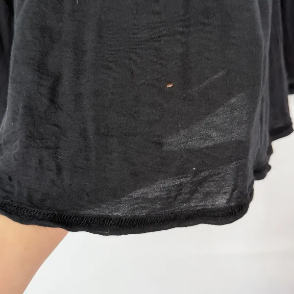 We The Free Free People Black Pima‎ Cotton Modal High Low Peplum Top Size M - Image 3