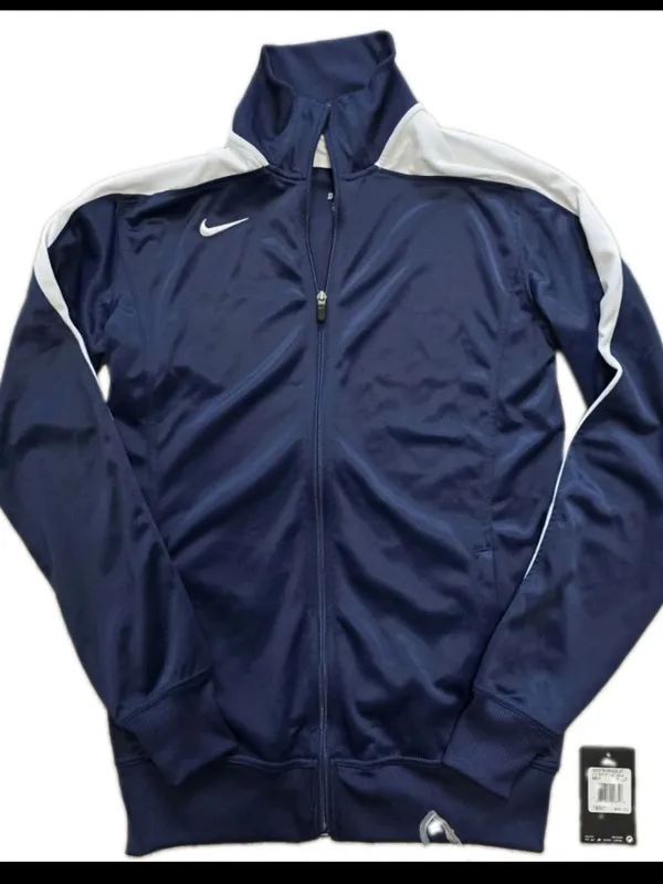 Nike Womens Dri-FIT full zip warm up track jacket Navy Blue White Size Large T - Image 3
