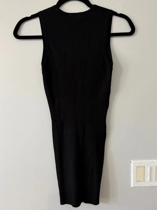 Zara Ribbed Button Front Longline Top Black Size Medium NWT - Image 7
