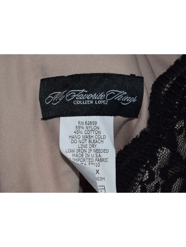 My Favorite Things by Colleen Lopez Black Floral Lace Overlay V Neck Top 2X - Image 3