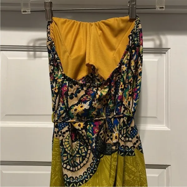 Hello miss-strapless paisley, satin‎ maxi dress L - Image 3