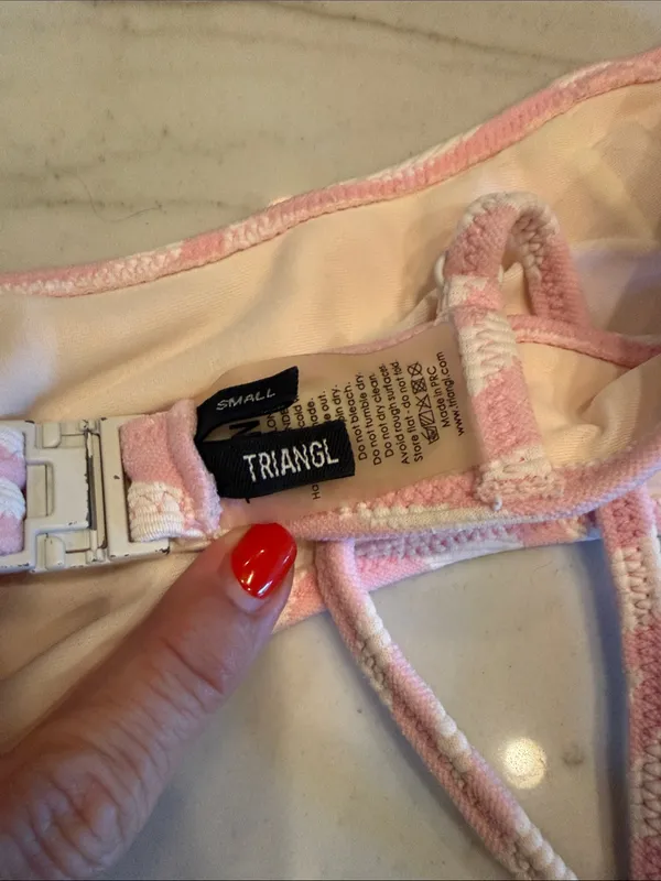 triangl swimwear Light Pink and White Bikini Bottom - Image 3