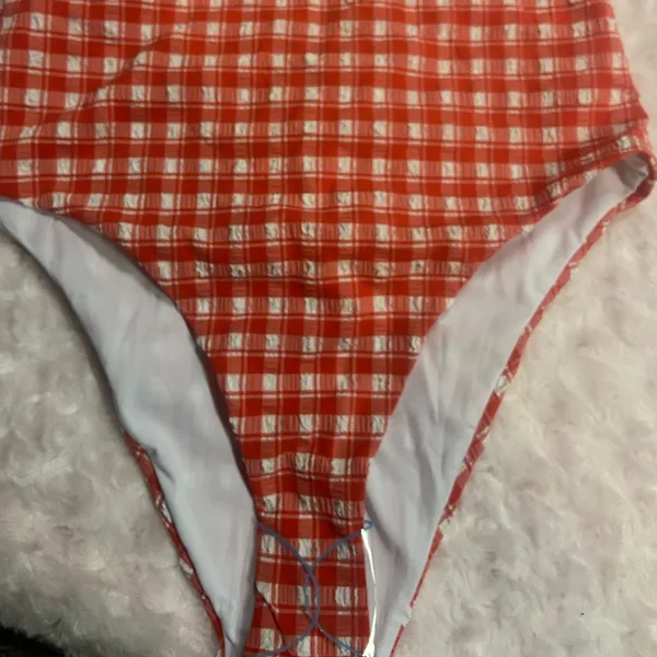 ASOS Design Seersucker Red Swimsuit Size 6 New - Image 4