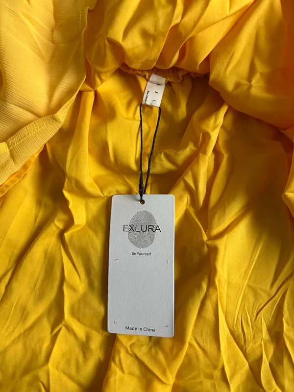 Exlura Sunny Yellow Puff-Sleeve Casual Dress - Image 2