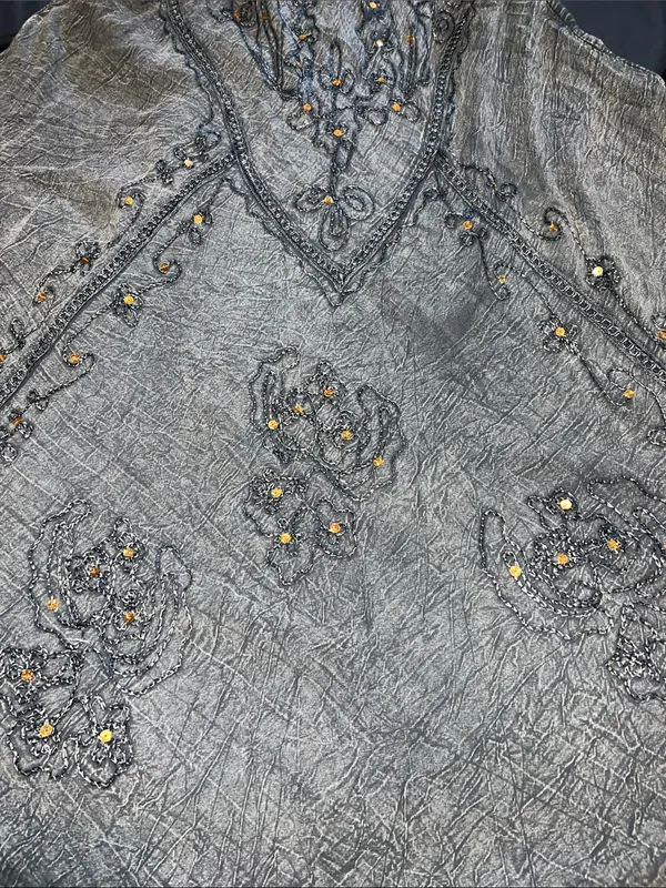 Sleeveless Embellished Gray A-Line Sundress Size M 0914261 - Image 4