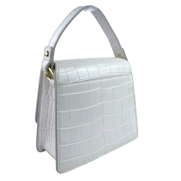 NEW JW Pei White Croc Vegan Leather Faux Crossbody Strap Top Handle Handbag OS - Image 2