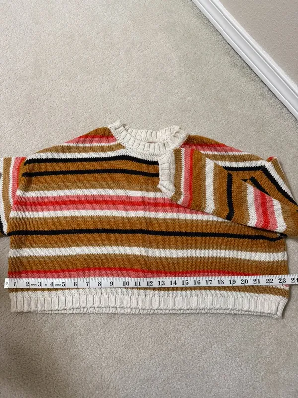 Billabong Multicolored Stripped, Boxy, Cropped Sweater in M - Image 3
