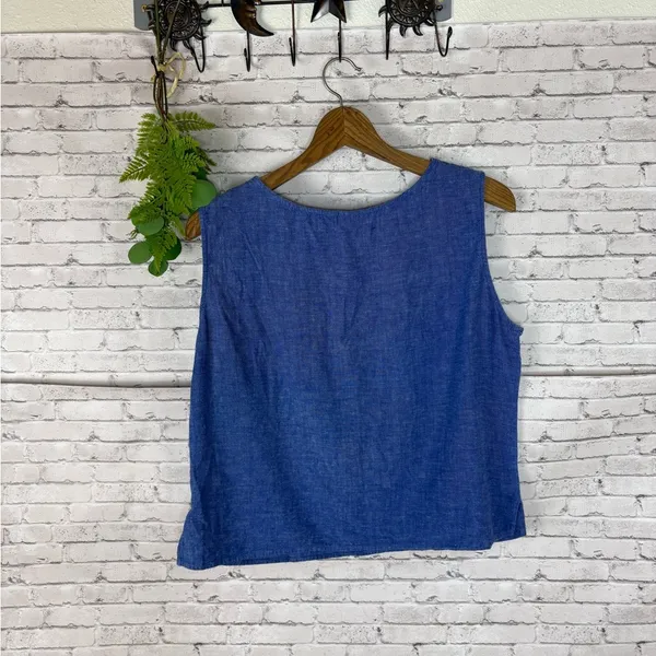 Vintage Stonebridge Linen Blend Geometric Ikat Embroidered Studded Tank - Image 5