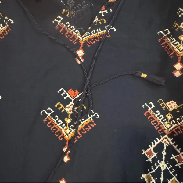 Madewell Women’s Medium Navy Blue and Geometric Print Long Sleeve Tunic - Image 3