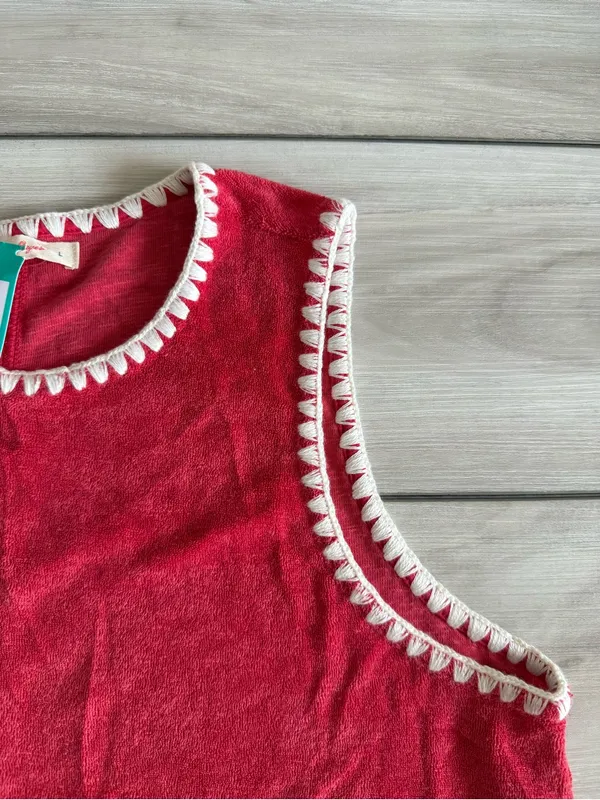 Marine Layer Towel Terry Shell Tank Red Large NWT STITCH FIX - Image 5