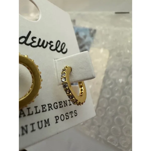 Madewell Sparkle Pavé Huggie Mini Hoop Earrings Crystal - Image 6