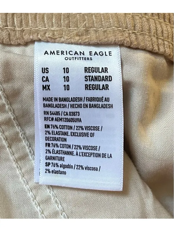 Womens American Eagle Tan Corduroy Wide Leg Cargo Pants 10 - Image 5