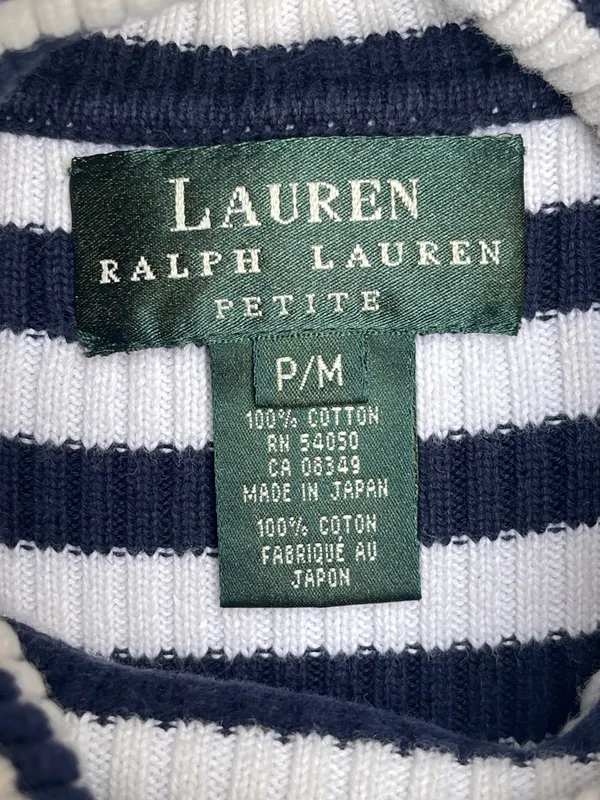 Lauren Ralph Lauren Striped Blue and white Turtleneck Sweater nautical coastal M - Image 7