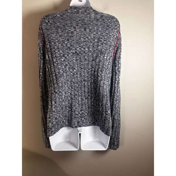 J.Crew Womens‎ XL Blue Marled 100% Merino Wool Wide Rib Mockneck Sweater Raglan - Image 8