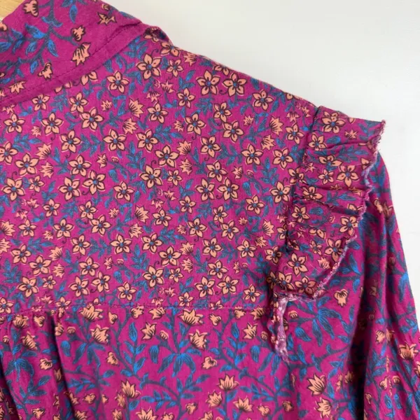 Roller Rabbit Augusta Darya Floral Button Up Shirt Dress‎ Large Lightweight Boho - Image 4