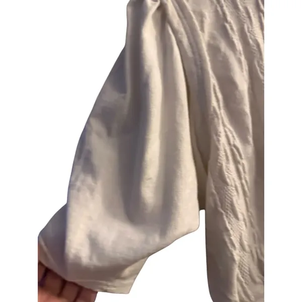 Free People White Mock Neck Cable Knit Textured Sweater Women Sz L - Image 6