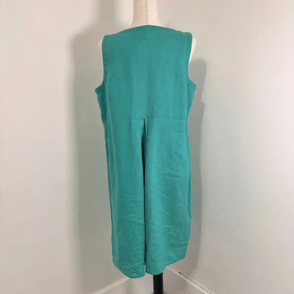 J. Jill 100% Linen Green 2 Pocket Dress Sz M - Image 2