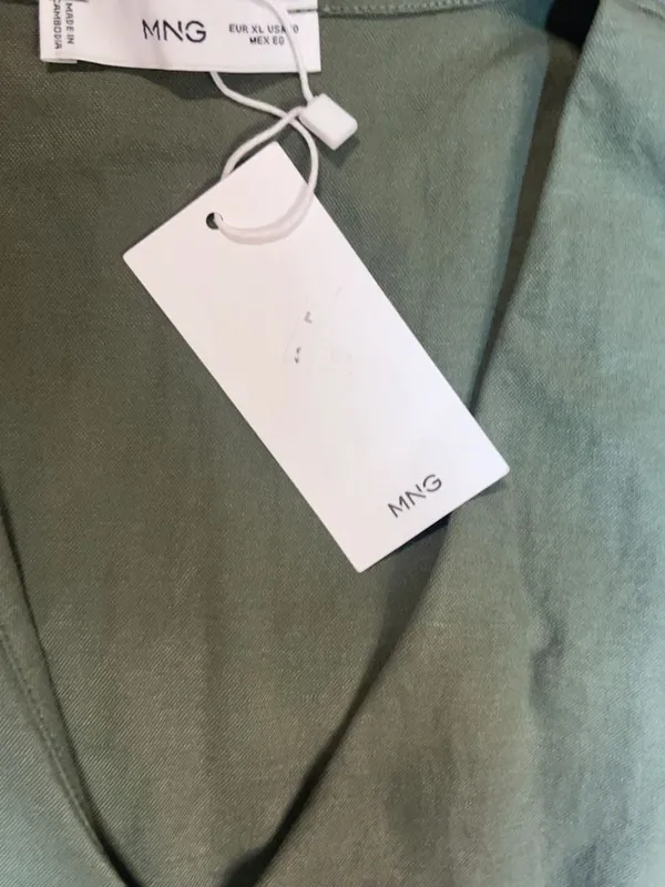 MNG Mango Sleeveless Button-Front Mini Dress Olive Green Size XL - Image 4