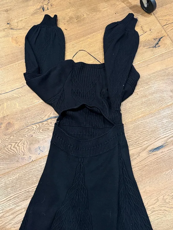 Free People Emmaline Black Square-Neck‎ Mini Dress with Balloon Sleeves medium - Image 5