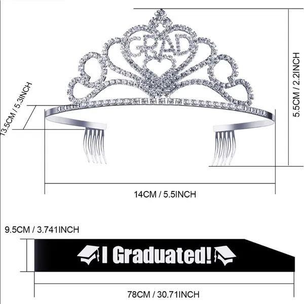 Graduation Rhinestone Crown & Sash - Image 2