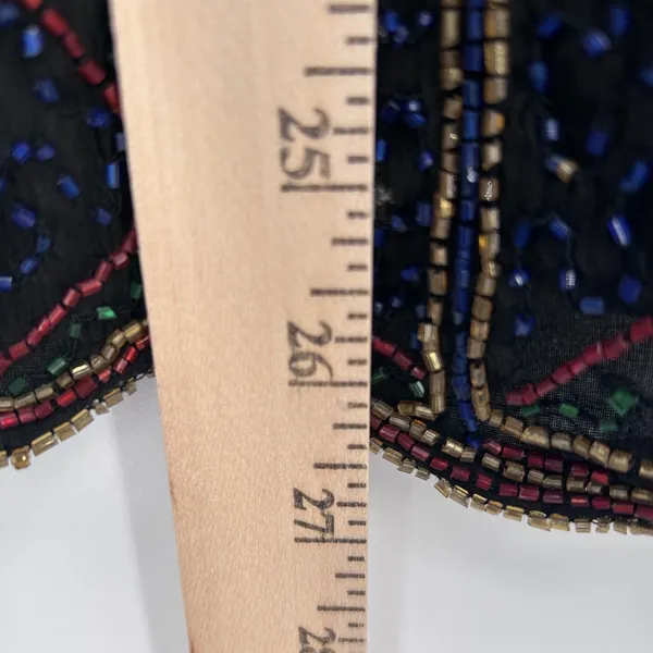 VTG Stenay Silk‎ Holiday Beaded Blouse Short Sleeve Embellished Women's Top L - Image 11