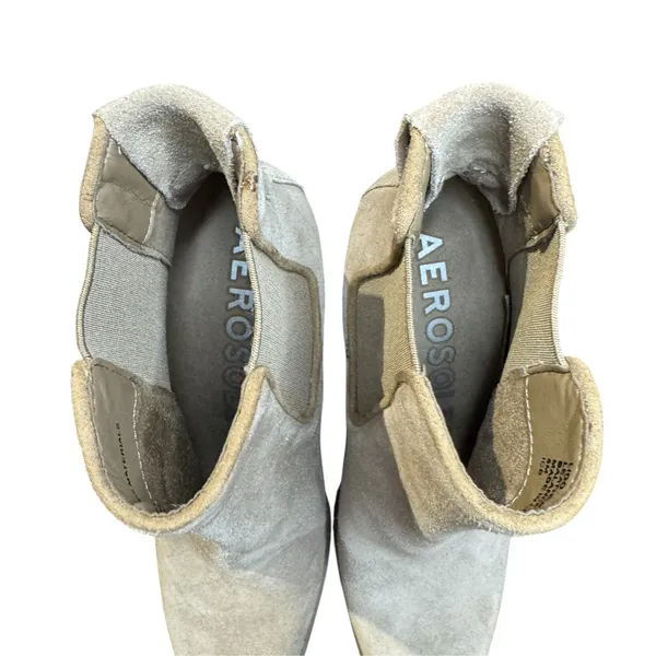 Aerosoles Booties Womens Size 6 Beige Leather Lido Ankle Cone Heel Stretch - Image 2
