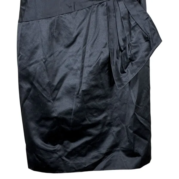 Max and Cleo Pleated‎ Bow Sateen Sheath Cocktail Dress Black Chic Size 6 - Image 4
