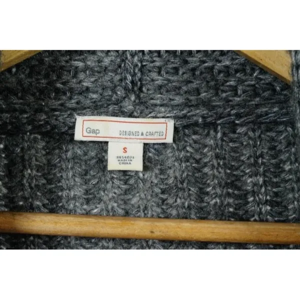 Gap Woman's Alpaca Wool Blend Chunky Knit Grey Open Front Cardigan Size Small - Image 3