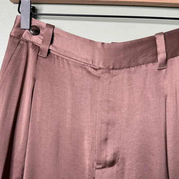 NWT Madewell The Harlow Wide Leg Pant in Satin Iced Mocha Brown Pink Size 00 - Image 10