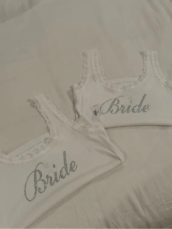 Rhinestoned Bride Lace Cami - Image 9
