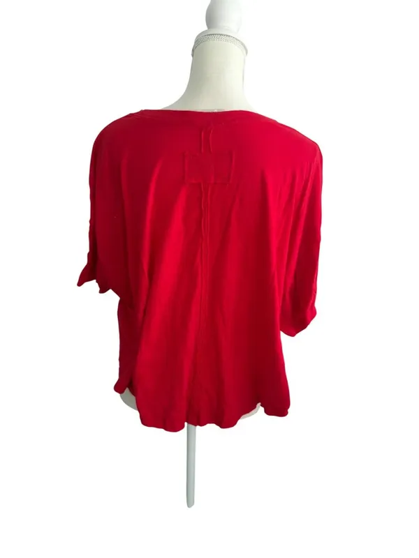 ZENANA Red Short Sleeve Basic Slub Tee Size Large - Image 2
