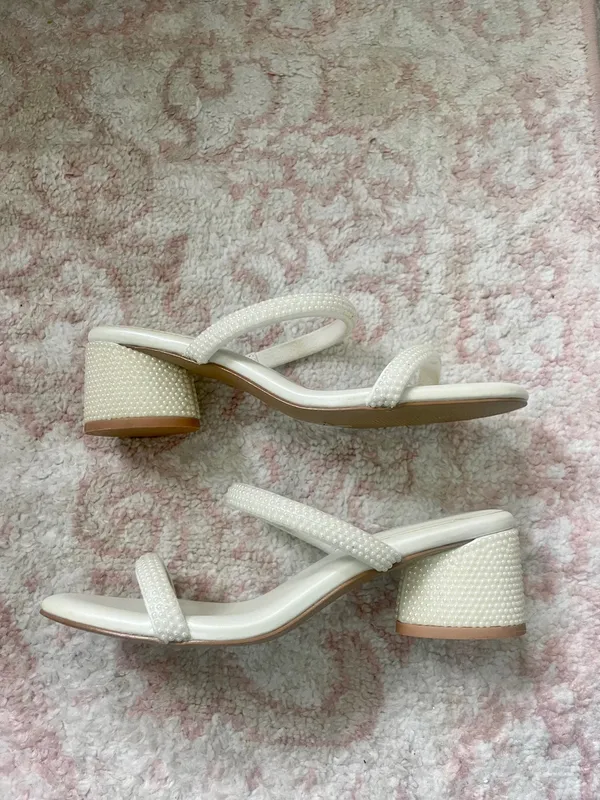 Nordstrom white pearl heels - Image 3