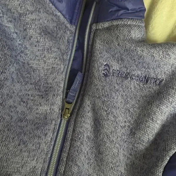 Free Country Women's Fleece Quilted Hybrid Vest Grey Purple Large - Image 7