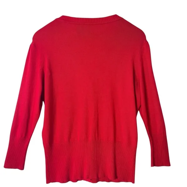Nue Options Red Knit Cardigan Black Rose Buttons Size L - Image 4