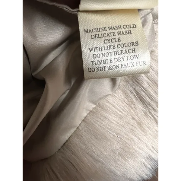 Dylan Women‎ Large Faux Fur Striped Vest Brown Tan Cream Open Front Lined - Image 9
