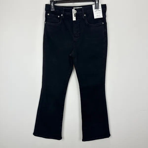 Madewell The Flare Crop Jean in Super Stretch Denim Black Frost US 28 NWT - Image 8