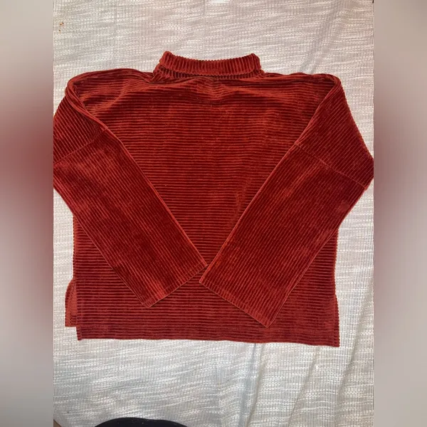 Madewell Texture & Thread Rust Corduroy‎ Mock Neck Top Size S - Image 6