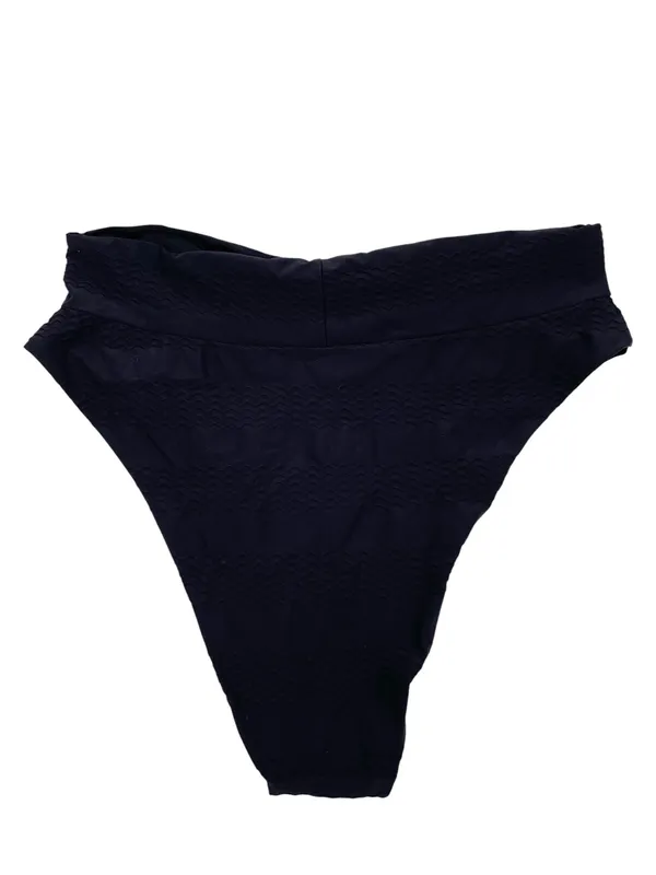 Aerie High Cut Cheeky Bikini Bottoms Size XL Black Wavy Textured Pattern Beachy - Image 2