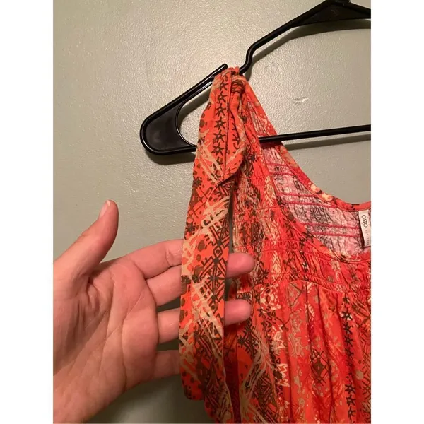 Cato Pink Brown Print Sleeveless Blouse With Strap Detail Size Large - Image 5